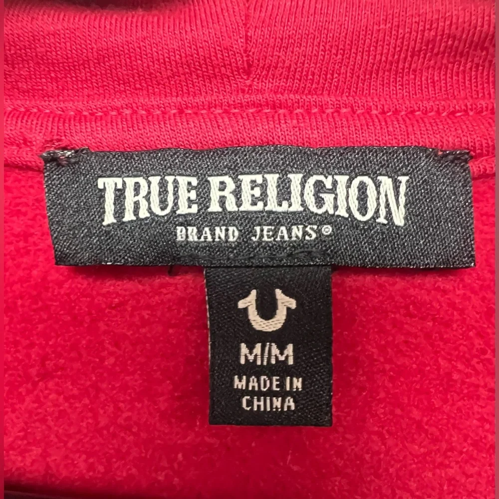 True Religion Red Zip-Up‎ Hoodie, Size: Medium